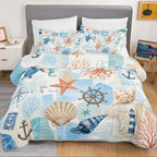 HOSIMA Vintage Nautical Coastal Quilt Set Twin Size with 2 Pillowcases. - Image 3