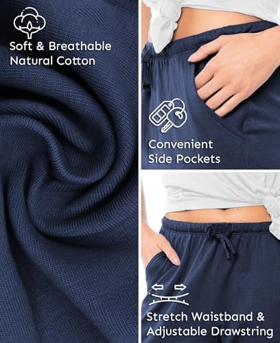 Sexy Basics Women's 100% Cotton Lounge Pants | Capri Style Pajama Sleep Bottoms | Drawstring & Pockets |Multi-Packs & Colors - Image 4