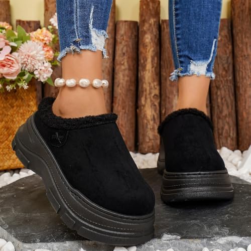 Womens Chunky Platform Slippers Fleece Lined House Clogs - Image 3