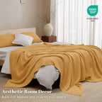 PHF Lightweight 100% Cotton Waffle Throw Blanket for Couch, Pumpkin Orange - Image 5