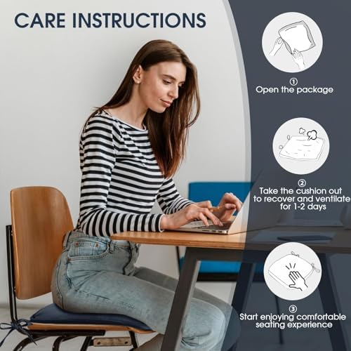 TushGuard Chair Cushions, 4 Pack Memory Foam Chair Pads, Blue - Image 6