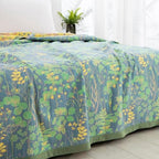 100% Cotton Muslin Botanical Blanket Jacquard Floral Plants Pattern Quilt, Soft Bed Cover Lightweight Breathable Gauzy Reversible Bedspread Coverlet Full/Queen(78"x94"), No Pillow Sham - Image 5