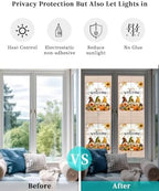 Window Privacy Film Frosted, Thanksgiving Reusable Static Cling Window Tints, Fall Gnomes Pumpkin Maple Flowers Plaid Heat Control Windows Films for Offices, Balcony, 29.5 x 118 Inches - Image 6
