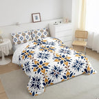 Erosebridal Mexican Style Full Bedding Set,Talavera Tile Ethnic Comforter Set for Kids Adults,Colorful Boho Floral Duvet Insert,Navy Blue Orange Geometric Bedroom Decor with 2 Pillowcases - Image 5