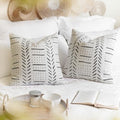 BlissBlush Off White Decorative Throw Pillow Covers 20X20, Set of 2, Boho Farmhouse Square Cushion Cover, Cozy Soft Accent Pillowcase for Couch Sofa Bed Living Room Home Décor by BlissBlush