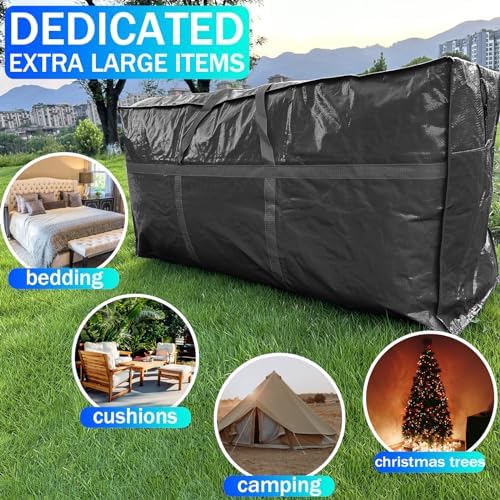 1-Pack 66 Gallon Heavy Duty Storage Bags, Extra Large Zippered Duffle Totes for Moving, Travel, Bedding & Christmas Tree(Black,2 Pack) - Image 3
