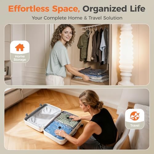 Nicetree 16-Pack Vacuum Storage Bags with Rechargeable Wireless Pump | 3 Sizes (20/24/28 Inch) Travel Vacuum Seal Bags for Clothing, Bedding & Seasonal Storage | Space Saver for Luggage - Image 7