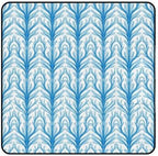 White Blue Leaf Print Large Zipper Picnic Blankets 78.7"x78.7" by Unknown
