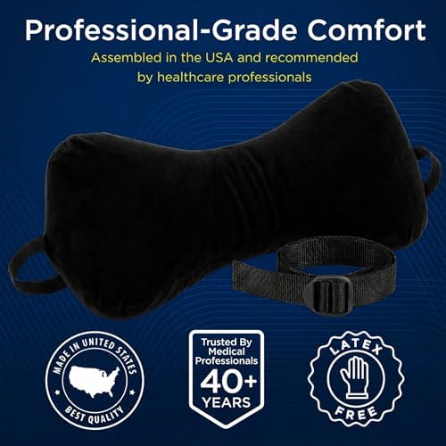 Next-GEN SleepLog Bone Shaped Chiropractic Neck Pillow – Adjustable Fill Cervical & Lumbar Support with 60" Positioning Strap – Latex Free – Full 15"x7" Black - Image 6