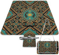 Large Foldable Picnic Blanket Teal Southwestern Southwest Design Native African American Indian Flute Outdoor Picnic Mat Waterproof Beach Blanket for Park Camping by Unknown
