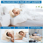 Hahafelt 2 Pcs Cooling Cervical Neck Pillowcase with Envelope Closure (Only Pillowcase) Ergonomic Pillow Case Smooth Soft Cool Case for Side Back Stomach Sleepers(Champagne,Standard Size) - Image 5