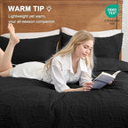 Love's cabin Quilts for Full Bed Black Bedspreads Bedding Set - Lightweight Bedspread Comforter - Coin Pattern Bedding Coverlet for All Season - 3 Pieces (1 Quilt, 2 Pillow Shams) - Image 4