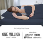 Pizuna 100% Cotton Twin XL Sheet Set 600 Thread Count Dark Blue - Image 3