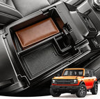 Upgraded Double Layer Center Console Organizer for Ford Bronco 2026 2025 4 Door, Armrest Storage Box with Non-Slip Mat for Bronco Interior Accessories (Not Compatible with Sport/2 Door) by Unknown