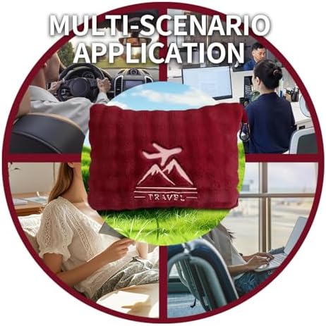 Travel Blanket and Pillow-2-in-1, Ultra-Soft&Compact,Airplane Blanket with Hand Luggage Belt and Backpack Clip,Travelers Accessories Gifts, 61x43 Inches（Burgundy） - Image 3