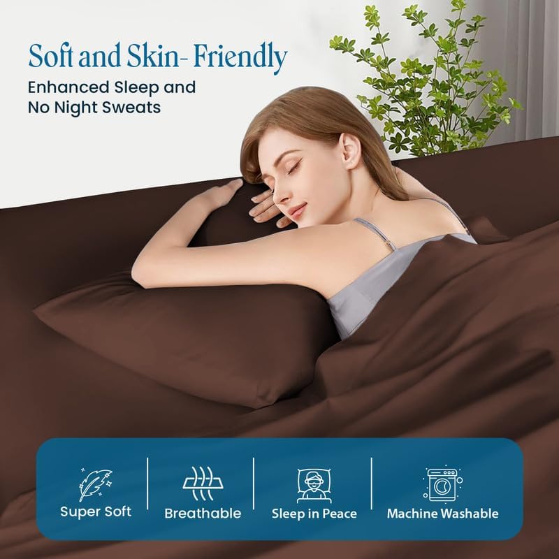 100% Pima Cotton Pillowcases – 800 Series, Ultra Soft & Cooling, Toddler/Travel 12"x16", Set of 2 – Chocolate, Hotel Luxury Quality, Envelope Closure, Skin & Hair Friendly - Image 4