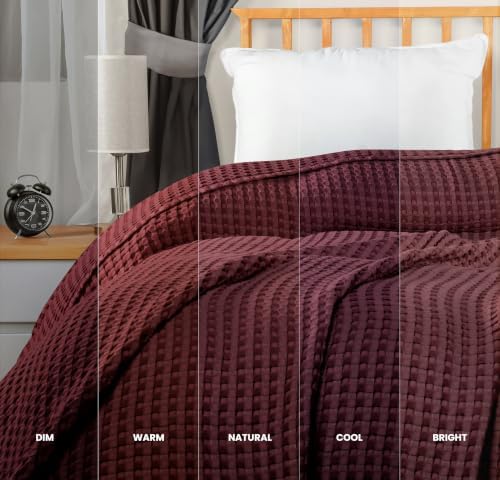 Utopia Bedding 100% Cotton Waffle Blanket Twin Size Burgundy, 90x72 Inch - Image 6