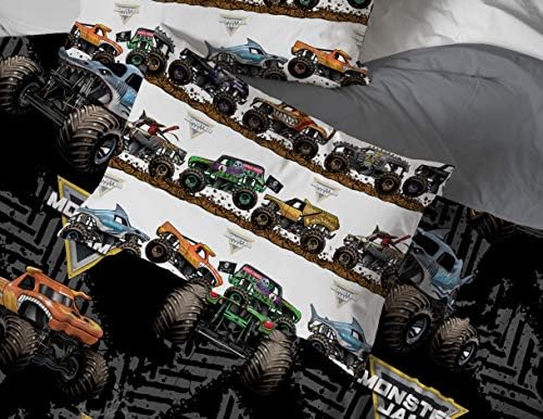 Monster Jam Full Size Comforter Set 5 Piece Kids Bedding for Boys, Black - Image 5