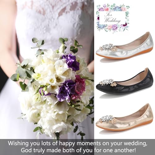 KUNWFNIX Women Ballet Flats Rhinestone Wedding Ballerina Shoes Foldable Sparkly Comfort Slip on Flat Shoes - Image 6
