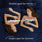 Bedsure 2-in-1 Comforter Set with Detachable Fleece Blanket, Navy Blue Full - Image 4