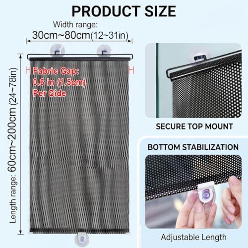 Blackout Blind Shade with Suction Cups, No Drill Roller Window Curtains - Image 6