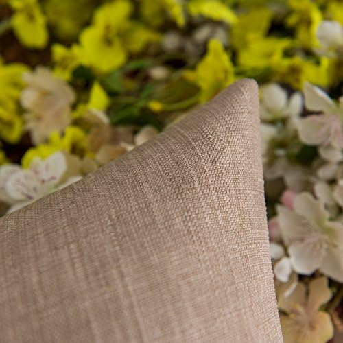 Jeanerlor Fax Linen Solid Decorative 26"x26" Pillow Cover/Euro Sham/Cushion Sham Prime, Velvety and Durable Pillow Cases for Vacation (65 x 65 cm),Natural Linen,2 Packs - Image 3