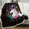 Sleepwish Unicorn Blanket Unicorn Throw Blankets for Girls Cute Unicorn Fleece Blanket for Women Unicorn Flower Fluffy Blanket Black Pink Sherpa Plush Blanket Throw for Kids Childrens Gifts (50"x60") by Sleepwish