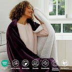 NANPIPER Sherpa Blanket for Couch, Warm and Lightweight Throw, Soft Fuzzy Plush Fleece for Winter, Plum Purple 50x60 Inches - Image 2