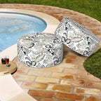 Patio Inflatable Ottoman, 21x9 Inch Portable Stool Ottoman with Handle, Outdoor Round Footrest Stool for Garden Camping, Dailey Tan - Image 5