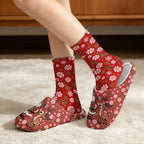 Christmas Fuzzy Slipper with Socks for Women Men Warm House Slipper and Socks Cozy Fuzzy Slippers for Indoor - Image 2