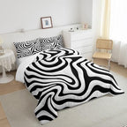 Erosebridal Black and White Toddler Bedding Set,Modern Abstract Aesthetic Comforter Set for Kids Bedroom Decor,Geometric Quilt Bed Set Minimalist Artwork Down Comforter with 1 Pillowcase - Image 4