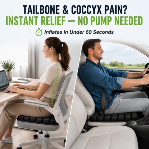 Airplane Seat Cushion - Press to Inflate Travel Cushion for Coccyx Comfort - Image 2