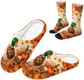 Jeiento Fuzzy Slippers and Sock Set Women's Warm Cozy Memory Foam House Shoes Soft Slip-on Slides by Jeiento