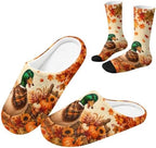 Jeiento Fuzzy Slippers and Sock Set Women's Warm Cozy Memory Foam House Shoes Soft Slip-on Slides by Jeiento