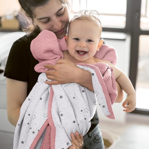 lulumoon Muslin Baby Blanket for Girls: Soft Lightweight Toddler Blanket - Image 4
