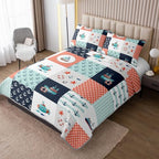 HOSIMA Nautical Patchwork Quilt Twin,Coastal Bedspread with 2 Pillowcases. - Image 2