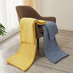 Longhui bedding 100% Cotton Knitted Throw Blanket – Yellow, Soft & Cozy, Machine Washable, 60"x80" – Perfect for Living Room, Couch, Sofa, Bed or Travel - Image 6