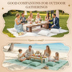 RYCHIC Extra Large Outdoor Picnic Blanket Folding Table Runner 10 Pillows Covers Set Up Match Portable Low Table Beach Party Decoration Kit Boho Decor Outdoor Rv Accessories Family Picnic Essentials - Image 4