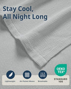 LANE LINEN Twin Size Blanket, 100% Cotton Waffle Textured - Oyster Mushroom - Image 4