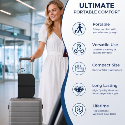 WISIMMALL Foldable Travel Seat Cushion, Comfort Foam & Gel, 16.7"x12.4" Large, Super Thick & Lightweight, Portable for Airplane/Car/Office/Wheelchair, Tailbone & Pressure Sore Relief - Image 3