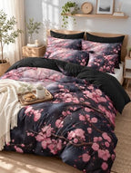 CCoutueChen Cherry Blossom Comforter Set Queen, Black Floral Bedding - Image 2