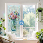 Window Privacy Film Rainbow Static Cling Stain Glass Window Film for Glass Door, Decorative Heat Control UV Blocking Frosted Sunroof Decal Sticker for Car Bathroom Home 35.4"x78.7" - Image 5