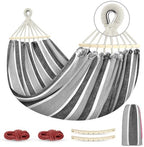 MOSFiATA Hammocks Portable Camping Hammock Upgraded 550lb Comfortable Fabric Hammock with Two Anti Roll Balance Beam and Sturdy Tree Straps for Camping, Patio, Backyard, Outdoor（Grey） by MOSFiATA