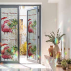 Christmas Flamingos Window Privacy Film Rainbow Static Cling Stain Glass Window Film for Glass Door, Decorative Heat Blocking Sunroof Decal Sticker for Car Home 29.5"x118" Xmas Balls Tree Rustic - Image 3