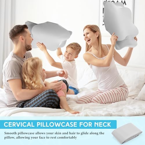 Hahafelt 2 Pcs Cooling Cervical Neck Pillowcase with Envelope Closure (Only Pillowcase) Ergonomic Pillow Case Smooth Soft Cool Case for Side Back Stomach Sleepers(Dark Gray,Queen Size) - Image 6