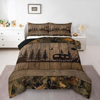 Erosebridal Camping Cabin Full Comforter Set Rustic Camo Rv Bedding Set Camouflage Camper Car Comforter for Kids Boys Girls Woodland Mountain Pine Trees Quilt Duvet by Erosebridal
