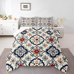 Erosebridal Mexican Tile Full Bedding Set,Colorful Talavera Tile Comforter Set for Kids Adults,Vintage Boho Floral Duvet Insert,Ethnic Mexico Style Bedroom Decor with 2 Pillowcases - Image 2