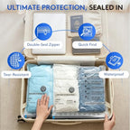 18 Packs Vacuum Bags for Travel with Rechargeable Pump, 3 Sizes Vacuum Seal Bags for Clothing, Compression Vacuum Travel Bags for Luggage, Vacuum Packing Bags for Closet Organization - Image 5
