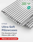 Standard Pillow Cases - 6 Pack Pillowcase Covers - 20" x 26" (Grey Stripes) - Image 2