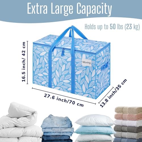 VENO 6 Pack Heavy Duty Moving Bags, Extra Large Storage Bags with Reinforced Handles & Strong Zippers, Foldable & Reusable Moving Box Alternative for Clothes & Dorm Storage - Image 4